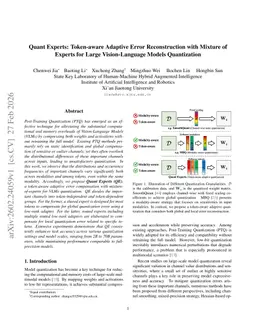 Quant Experts: Token-aware Adaptive Error Reconstruction with Mixture of Experts for Large Vision-Language Models Quantization