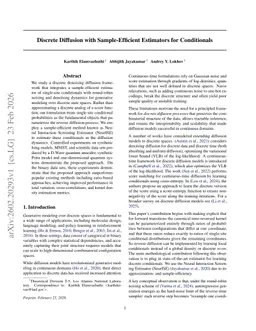 Discrete Diffusion with Sample-Efficient Estimators for Conditionals