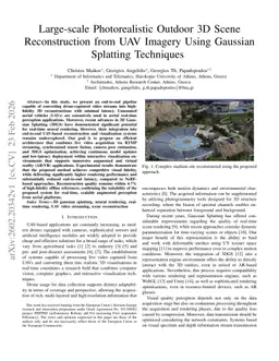 Large-scale Photorealistic Outdoor 3D Scene Reconstruction from UAV Imagery Using Gaussian Splatting Techniques