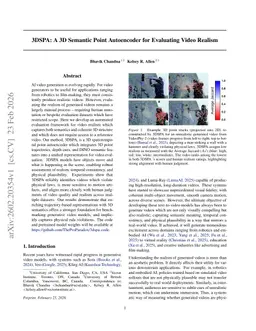 3DSPA: A 3D Semantic Point Autoencoder for Evaluating Video Realism