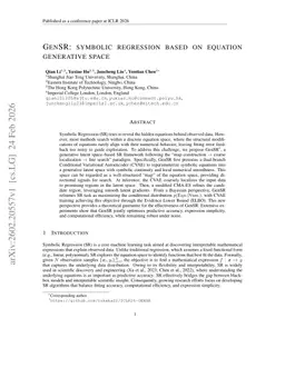 GENSR: Symbolic Regression Based in Equation Generative Space