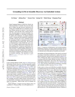 Grounding LLMs in Scientific Discovery via Embodied Actions