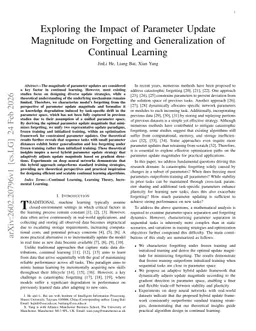 Exploring the Impact of Parameter Update Magnitude on Forgetting and Generalization of Continual Learning