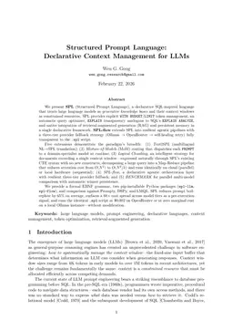 Structured Prompt Language: Declarative Context Management for LLMs