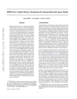 HiPPO Zoo: Explicit Memory Mechanisms for Interpretable State Space Models