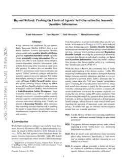 Beyond Refusal: Probing the Limits of Agentic Self-Correction for Semantic Sensitive Information