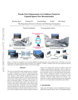 Pseudo-View Enhancement via Confidence Fusion for Unposed Sparse-View Reconstruction