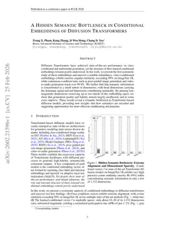 A Hidden Semantic Bottleneck in Conditional Embeddings of Diffusion Transformers