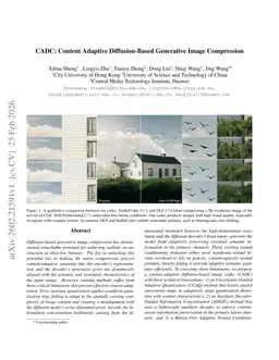 CADC: Content Adaptive Diffusion-Based Generative Image Compression