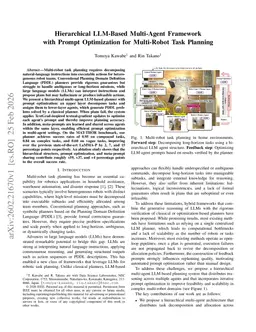 Hierarchical LLM-Based Multi-Agent Framework with Prompt Optimization for Multi-Robot Task Planning