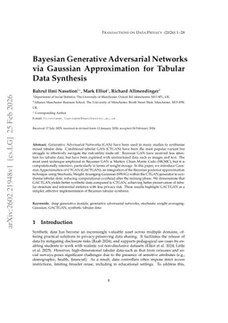 Bayesian Generative Adversarial Networks via Gaussian Approximation for Tabular Data Synthesis