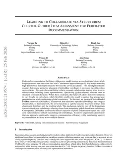 Learning to Collaborate via Structures: Cluster-Guided Item Alignment for Federated Recommendation