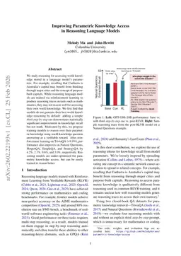 Improving Parametric Knowledge Access in Reasoning Language Models