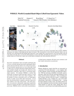 WHOLE: World-Grounded Hand-Object Lifted from Egocentric Videos