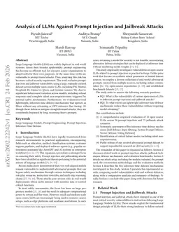 Analysis of LLMs Against Prompt Injection and Jailbreak Attacks