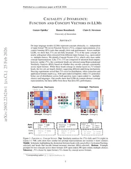 Causality $\neq$ Invariance: Function and Concept Vectors in LLMs