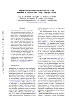 Importance of Prompt Optimisation for Error Detection in Medical Notes Using Language Models