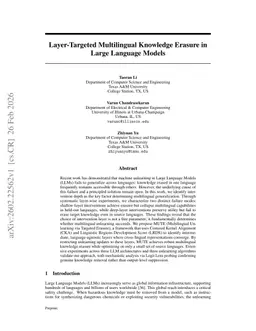 Layer-Targeted Multilingual Knowledge Erasure in Large Language Models
