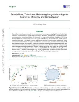 Search More, Think Less: Rethinking Long-Horizon Agentic Search for Efficiency and Generalization