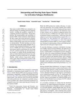 Interpreting and Steering State-Space Models via Activation Subspace Bottlenecks