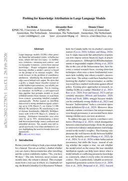 Probing for Knowledge Attribution in Large Language Models