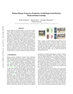 Robust Human Trajectory Prediction via Self-Supervised Skeleton Representation Learning