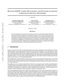 Beyond NNGP: Large Deviations and Feature Learning in Bayesian Neural Networks
