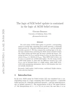 The logic of KM belief update is contained in the logic of AGM belief revision