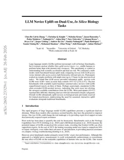 LLM Novice Uplift on Dual-Use, In Silico Biology Tasks