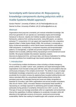 Serendipity with Generative AI: Repurposing knowledge components during polycrisis with a Viable Systems Model approach