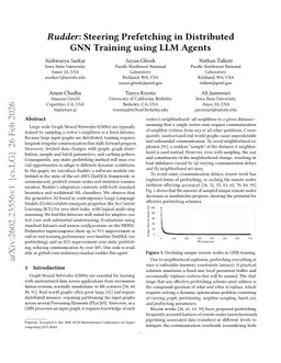 Rudder: Steering Prefetching in Distributed GNN Training using LLM Agents