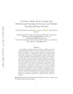 Construct, Merge, Solve & Adapt with Reinforcement Learning for the min-max Multiple Traveling Salesman Problem