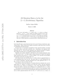 All Mutation Rates $c/n$ for the $(1+1)$ Evolutionary Algorithm