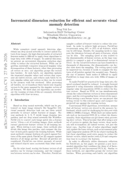 Incremental dimension reduction for efficient and accurate visual anomaly detection