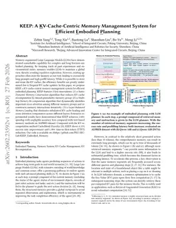 KEEP: A KV-Cache-Centric Memory Management System for Efficient Embodied Planning