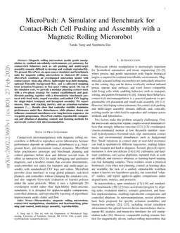 MicroPush: A Simulator and Benchmark for Contact-Rich Cell Pushing and Assembly with a Magnetic Rolling Microrobot