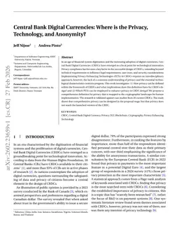Central Bank Digital Currencies: Where is the Privacy, Technology, and Anonymity?