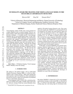 3D Modality-Aware Pre-training for Vision-Language Model in MRI Multi-organ Abnormality Detection