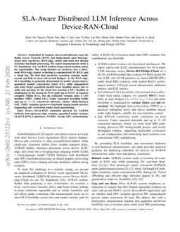 SLA-Aware Distributed LLM Inference Across Device-RAN-Cloud