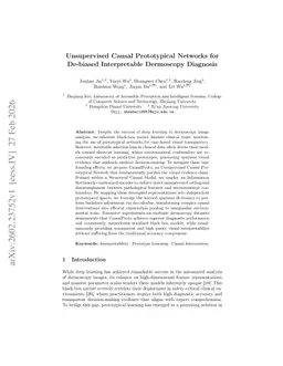 Unsupervised Causal Prototypical Networks for De-biased Interpretable Dermoscopy Diagnosis