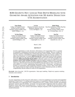 BiM-GeoAttn-Net: Linear-Time Depth Modeling with Geometry-Aware Attention for 3D Aortic Dissection CTA Segmentation