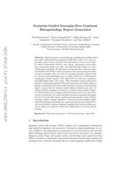 Footprint-Guided Exemplar-Free Continual Histopathology Report Generation