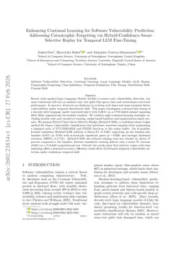 Enhancing Continual Learning for Software Vulnerability Prediction: Addressing Catastrophic Forgetting via Hybrid-Confidence-Aware Selective Replay for Temporal LLM Fine-Tuning
