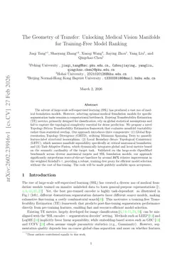 The Geometry of Transfer: Unlocking Medical Vision Manifolds for Training-Free Model Ranking