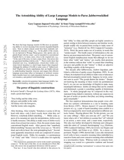 The Astonishing Ability of Large Language Models to Parse Jabberwockified Language