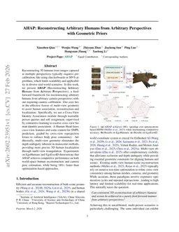 AHAP: Reconstructing Arbitrary Humans from Arbitrary Perspectives with Geometric Priors