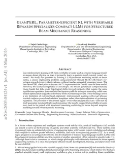 BeamPERL: Parameter-Efficient RL with Verifiable Rewards Specializes Compact LLMs for Structured Beam Mechanics Reasoning