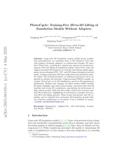 PlaneCycle: Training-Free 2D-to-3D Lifting of Foundation Models Without Adapters