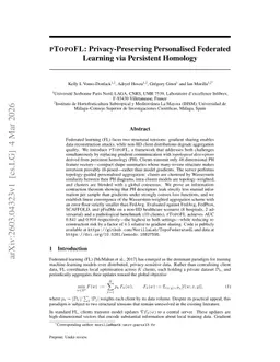 PTOPOFL: Privacy-Preserving Personalised Federated Learning via Persistent Homology