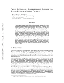 What Is Missing: Interpretable Ratings for Large Language Model Outputs